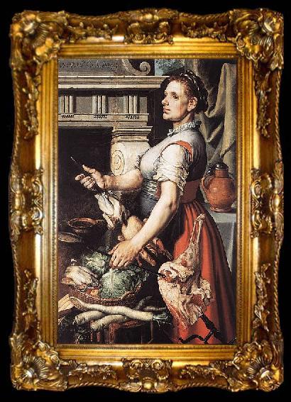 framed  Pieter Aertsen Cook in front of the Stove, ta009-2